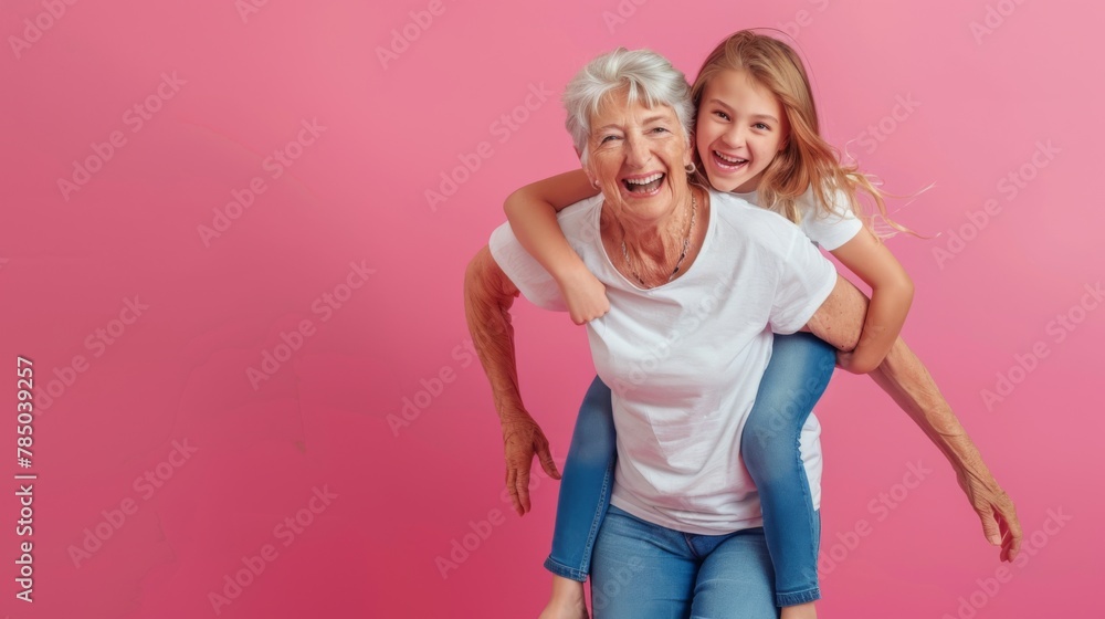 Grandmother Giving Grandchild Piggyback Ride Grandmother Giving Grandchild Piggyback Ride