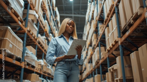 A Woman Managing Warehouse Inventory