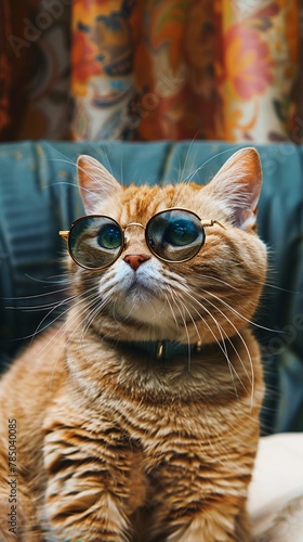 red British cat shorthair in sunglasses