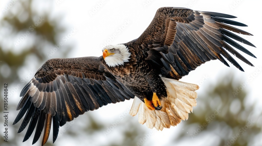 Fototapeta premium Flying North American Bald Eagle