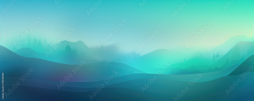 Abstract sky blue and green gradient background with blur effect, northern lights. Minimal gradient texture for banner design. Vector illustration