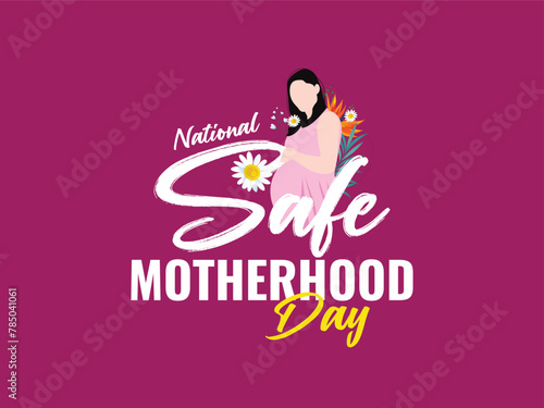 April 11 National Safe Motherhood Day editable vector social media feed template for pregnant mothers and babies healthcare and maternity benefits, safe mothers and babies
