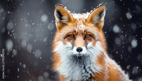 Beautiful red fox in snow landscape. Generative ai art design. photo