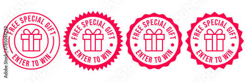 Gift boxes with ribbon icons Set. Gift box badge in Trendy Flat style. Surprising gift boxes label, Gift wrapping sticker, Christmas gift icon. Vector Illustration.