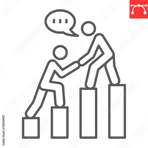 Mentor line icon, business and online education, mentoring vector icon, vector graphics, editable stroke outline sign, eps 10.