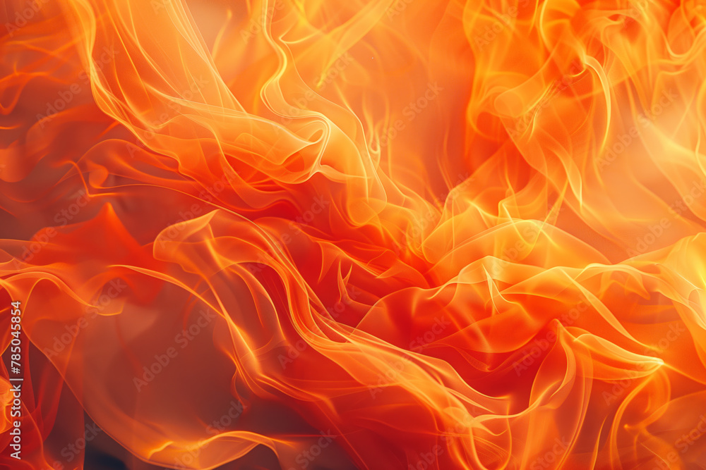 Close-up of orange and yellow flames in fire formed by delicate fluid organza fabric abstract wallpaper background Close-up of orange and yellow flames in fire formed by delicate fluid organza fabric abstract wallpaper background