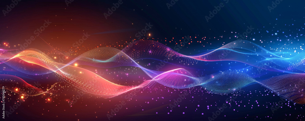 Fototapeta premium 3d rendering of abstract digital particles. Abstract blurred background with bokeh. Big data visualization.