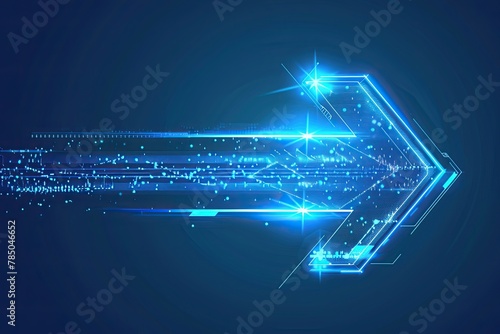 abstract technology background, Abstract blue arrow glowing with lighting and line grid on blue background technology hitech concept Vector illustration