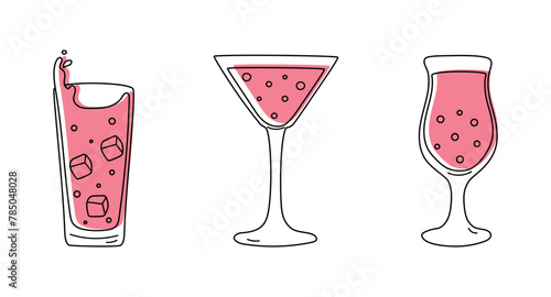 Cocktails linear set, cocktail icon, cocktail vector clipart