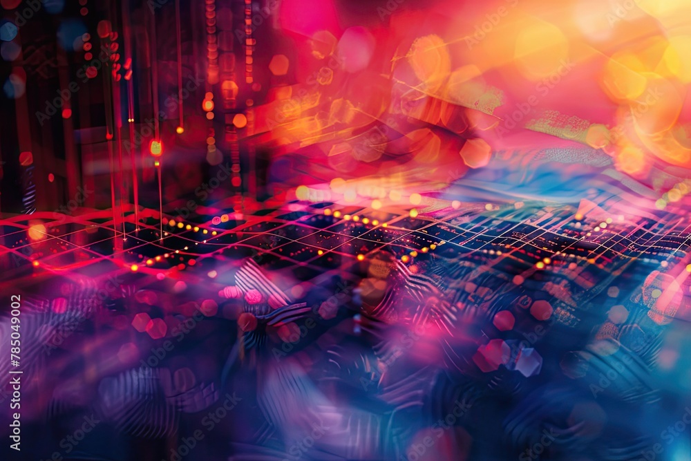 Fototapeta premium fiber optics background with lots spots, Abstract technological background in vibrant colors with blur