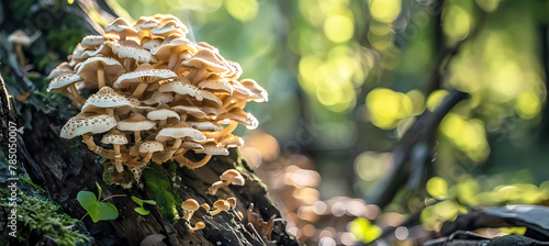 Mushrooms in the forest. Generative ai art.