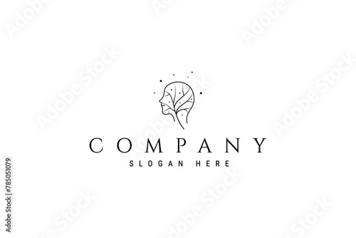Vector logo abstract image of human face with tree combination