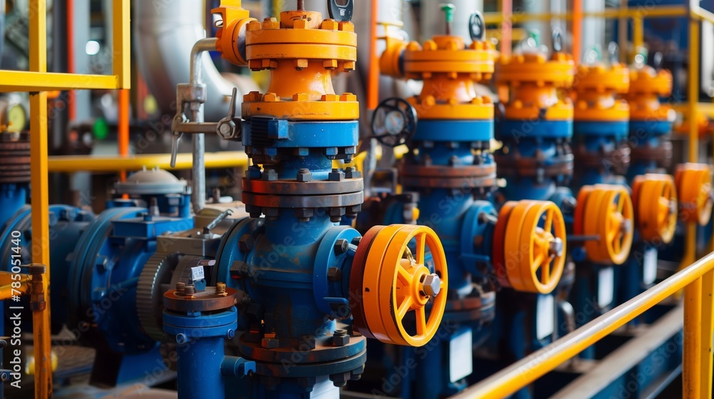 Fototapeta premium Industrial Gas Valves and Piping in Factory