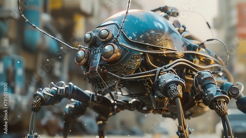 Transform the robotic fauna into a stunning CG 3D rendering, showcasing their metallic textures and lifelike movements
