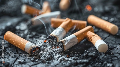 Cigarettes' butts indicates quitting smoking conceptual