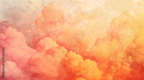 Warm, glowing watercolor merge of saffron and coral, sunset-inspired calm.