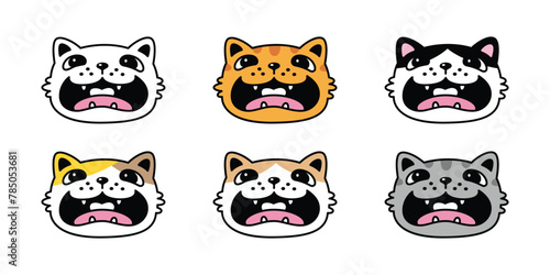 cat vector kitten face icon laughing calico neko pet cartoon character munchkin illustration symbol clip art isolated design