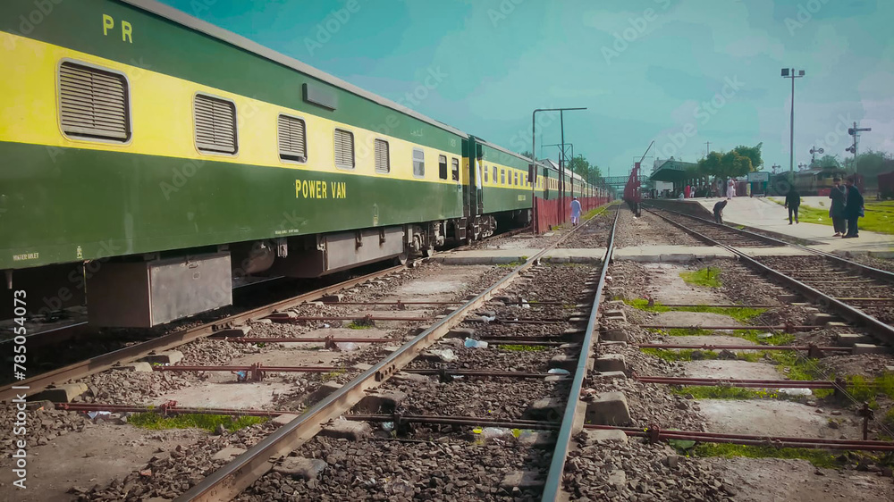 Obraz premium Train Standing On Railway Station 