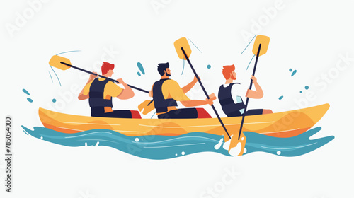 Business man rowing with oars under the guidance of th © Aliha