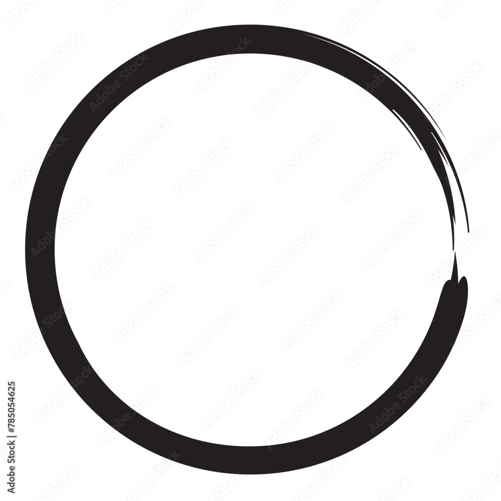 Brush stroke ink circle, Japanese calligraphy paint buddhism symbol, Zen enso, black paint round outline, vector illustration Brush stroke ink circle, Japanese calligraphy paint buddhism symbol, Zen enso, black paint round outline, vector illustration