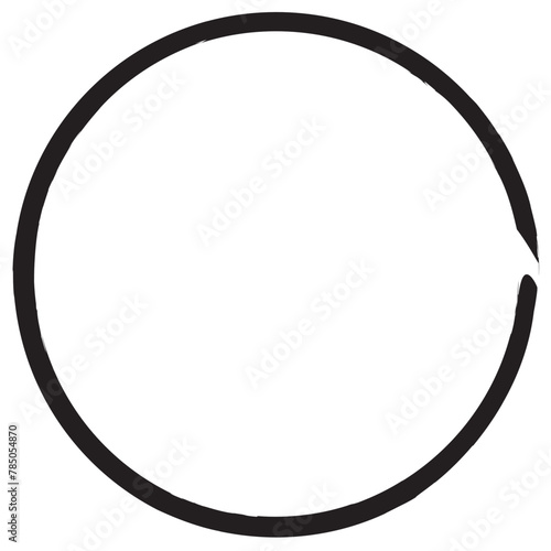 Brush stroke ink circle, Japanese calligraphy paint buddhism symbol, Zen enso, black paint round outline, vector illustration photo