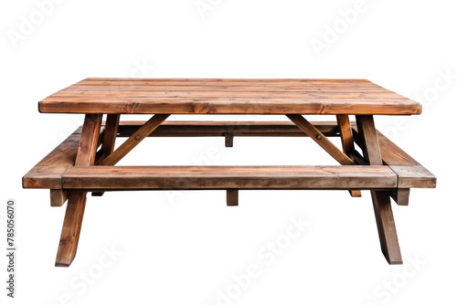 Rustic Charm: Table and Benches. On White or PNG Transparent Background.