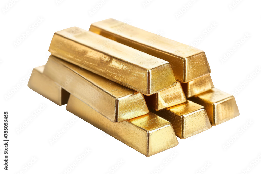 Golden bars ingot stack that high value in business market isolated on background, financial gold stock and global market.