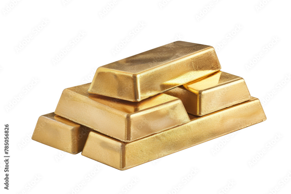 Golden bars ingot stack that high value in business market isolated on background, financial gold stock and global market.