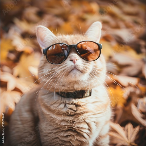 Cute British cat in sunglasses © Spyrydon