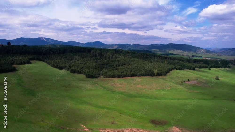 Aerial View, Pristine Green Landscape of Zlatibor Mountain, Serbia, Pastures and Pine Forest Aerial View, Pristine Green Landscape of Zlatibor Mountain, Serbia, Pastures and Pine Forest