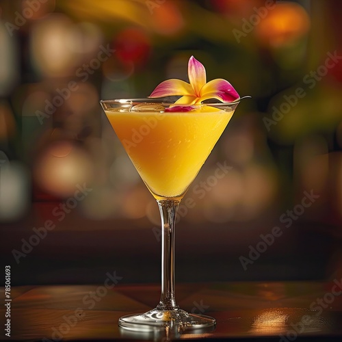 Luxurious mango juice elegant glass