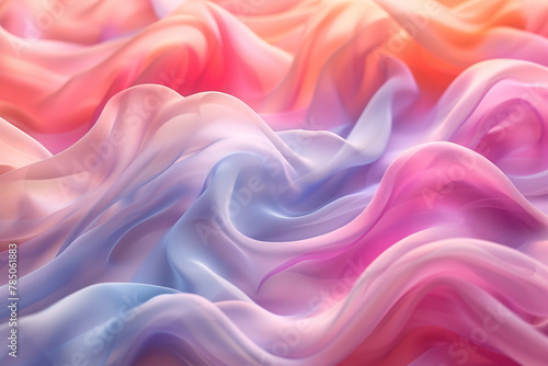 Colorful delicate fluid organza fabric with wavy pattern abstract wallpaper background photo
