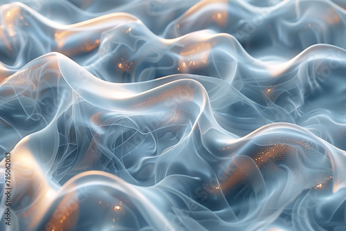 Wave of delicate fluid organza fabric mixed with tiny lights abstract wallpaper background