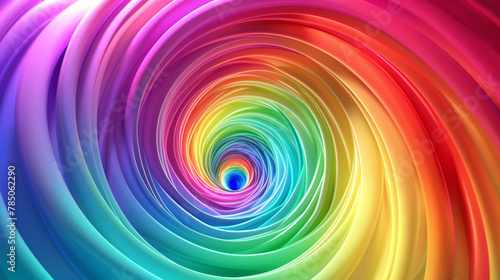Rainbow hues flow in a 3D gradient  creating a luminous  circular color spectrum.