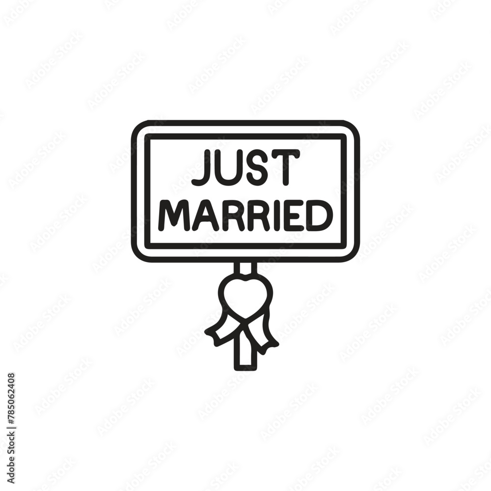 Just Married icon vector. Linear style sign for mobile concept and web design. Just Married symbol illustration. Pixel vector graphics - Vector.
Just Married icon vector. Linear style sign for mobile concept and web design. Just Married symbol illustration. Pixel vector graphics - Vector.
