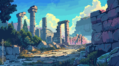 Ancient ruins, Illustration, background
