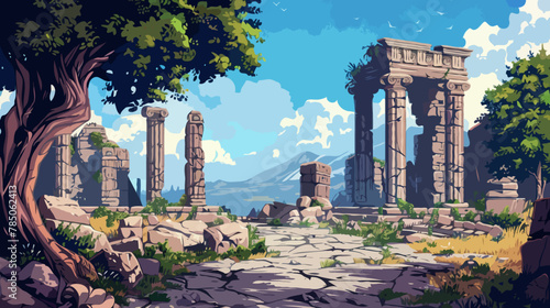 Ancient ruins, Illustration, background