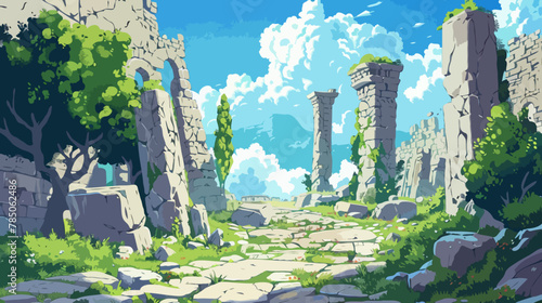 Ancient ruins, Illustration, background