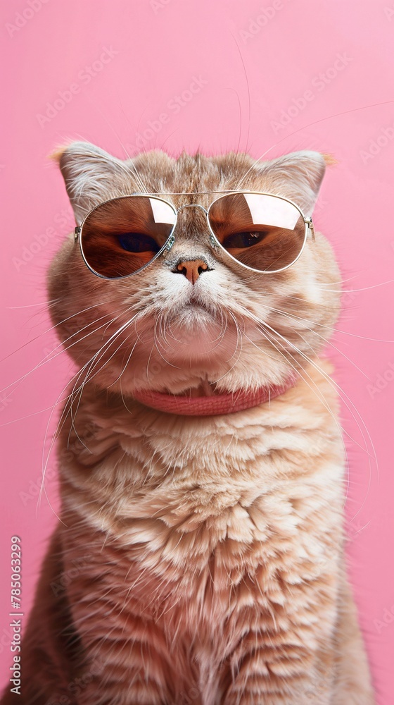Cute Scottish cat in sunglasses