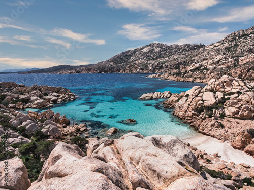 Splendida vista della famosa Spiaggia di Cala Coticcio in Sardegna photo