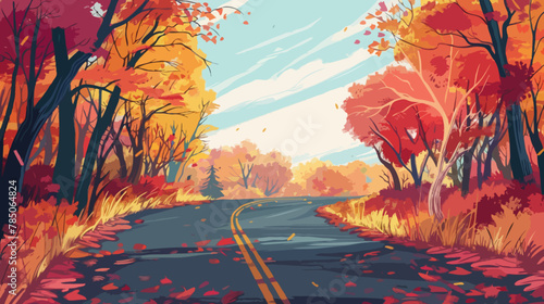Autumn road, Illustration, background