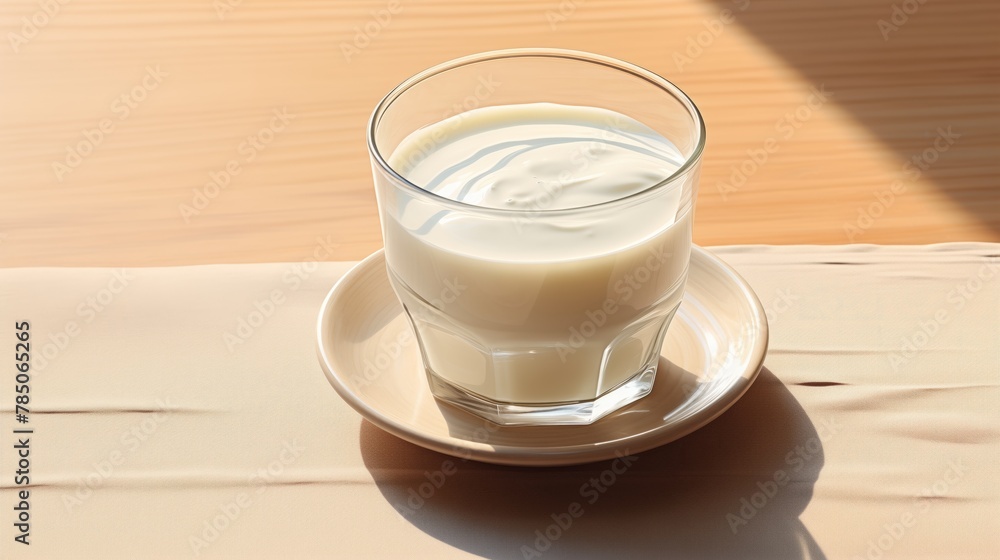 Close up of glass with white yogurt. Fresh drink. Free space for text. Close up of glass with white yogurt. Fresh drink. Free space for text.
