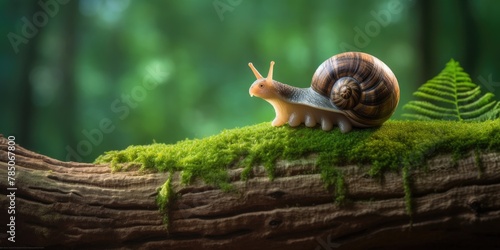 Close-up of a snail against a natural backdrop, capturing the intricate details in animal photography.