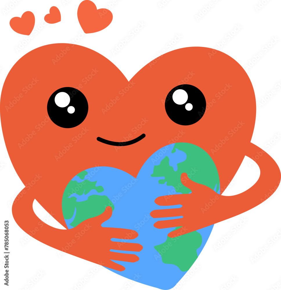 Earth And Heart Hugging Illustration Earth And Heart Hugging Illustration
