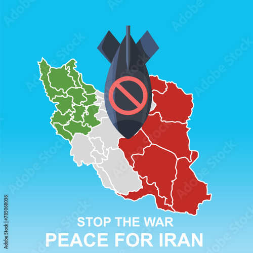 Iran and Israel war concept. Concept illustration depicting the conflict war between Iran and Israel. Stop war Iran concept. Basemap and background concept. double exposure hologram concept.