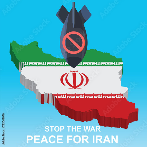 Iran and Israel war concept. Concept illustration depicting the conflict war between Iran and Israel. Stop war Iran concept. Basemap and background concept. double exposure hologram concept.