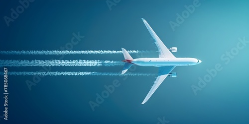 Commercial Airliner Ascending into the Clear Blue Sky With Contrails Marking its Graceful Path Symbolizing the Ease and Efficiency of Modern Air