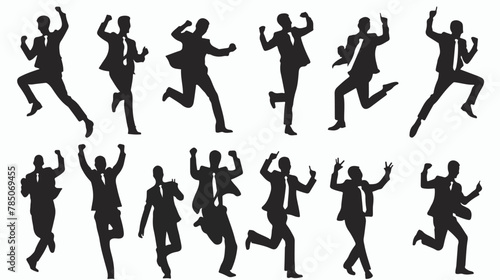 Businessman silhouettes. Happy celebrating and steppe