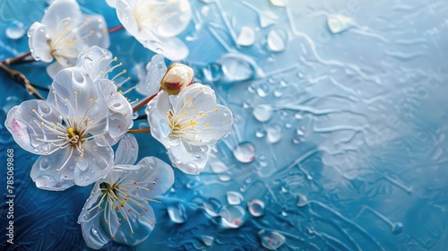 Pink White Cherry Blossoms Floating On Water. Aesthetic Wallpaper Background Ai Generative Photography