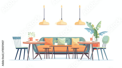 Cafe or restaurant interior design with table couch 